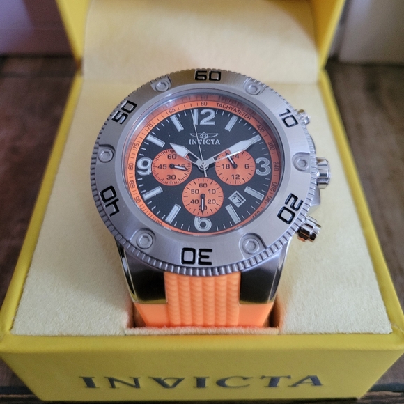 Pro Diver MenModel 20271 - Men's Watch Quartz Orange Silicone Band